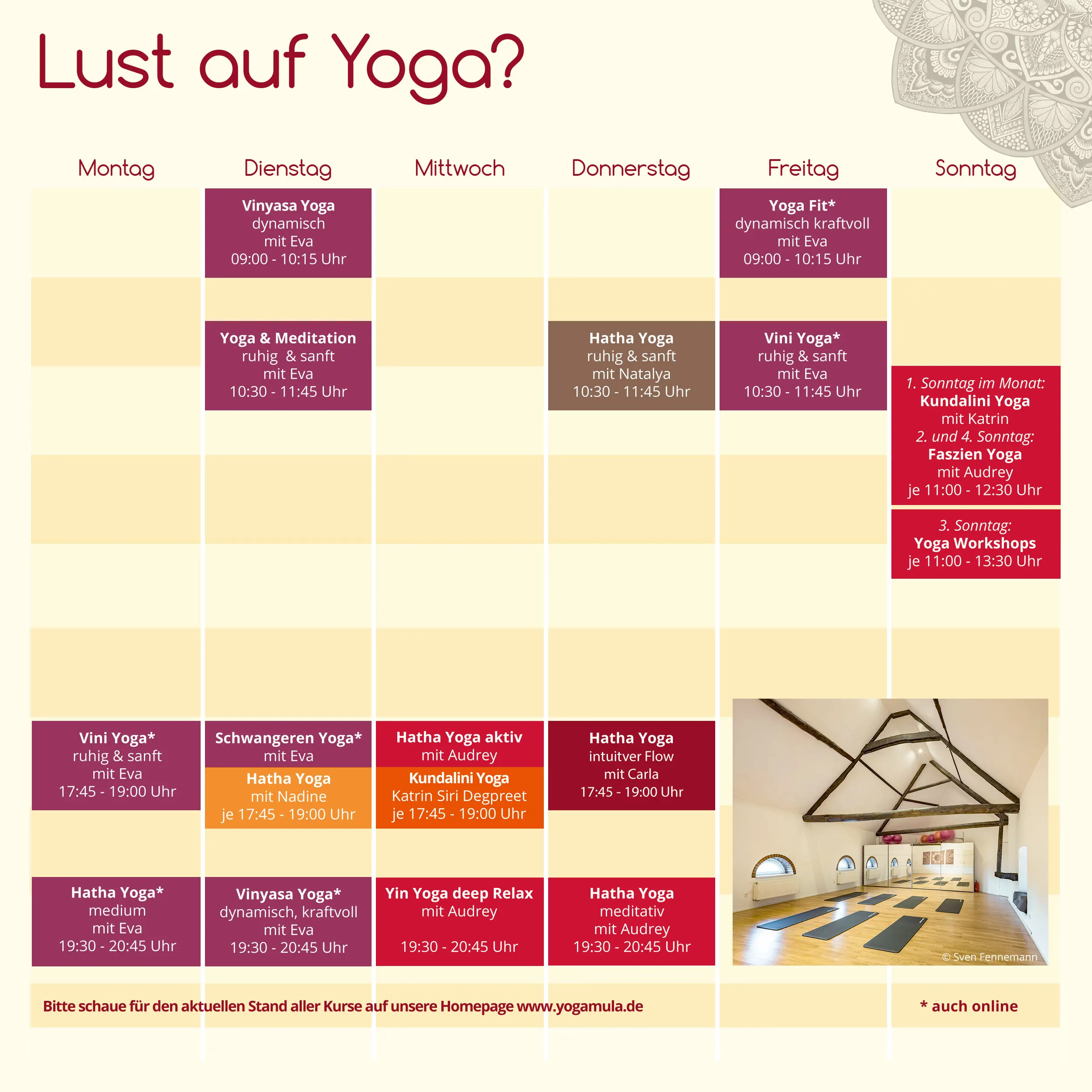 Flyer zu den Yogakursen, Innenseite